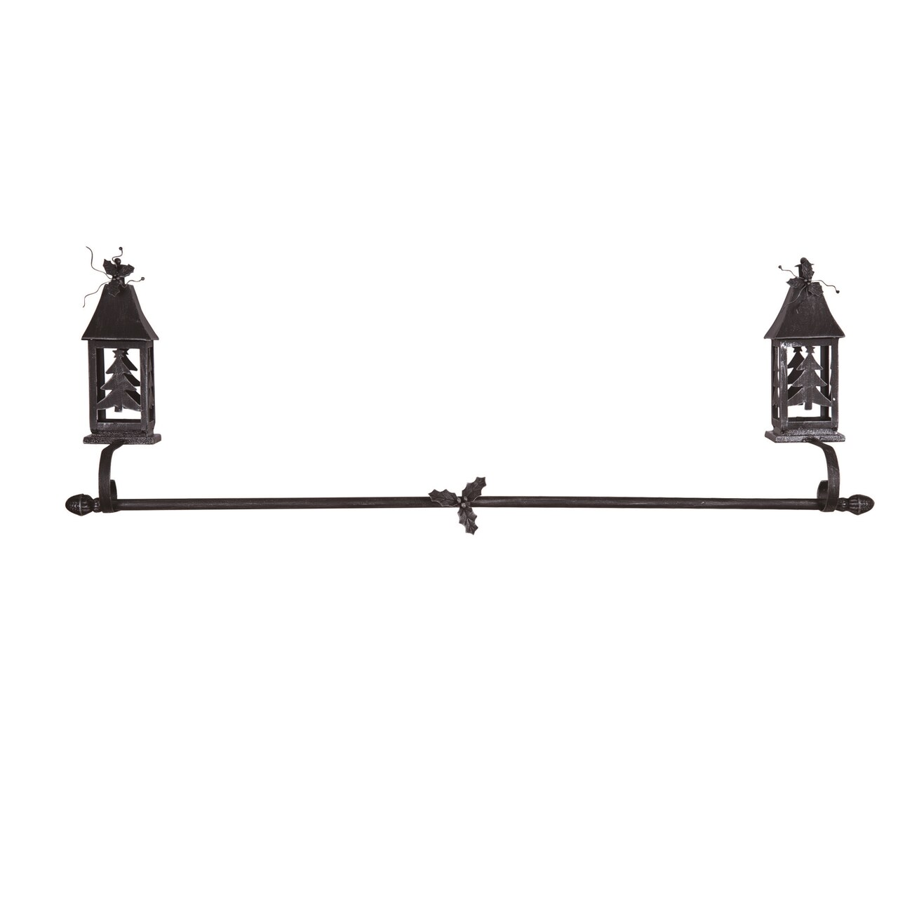 Transpac 44.25 in Gray Metal Christmas Lantern Stocking Holder Durable Iron Design for Holiday Decor
